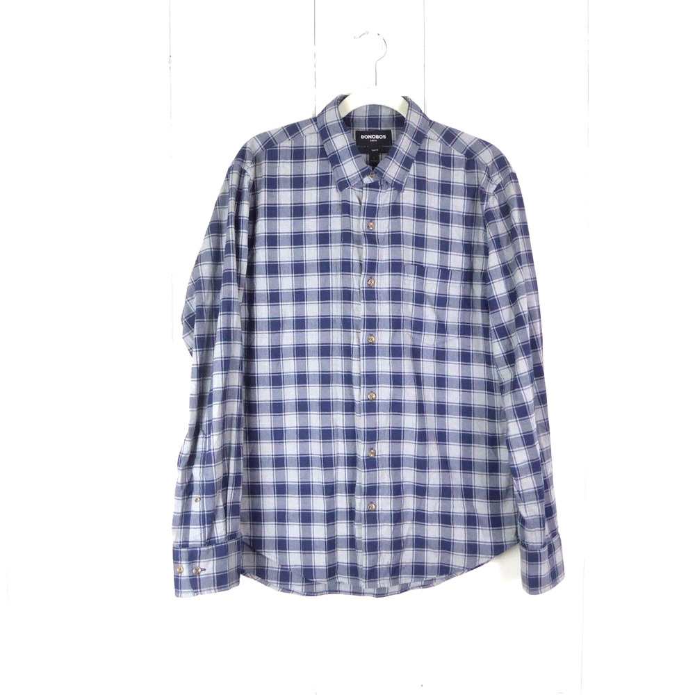Bonobos Shirt Mens SZ L Flannel Button Up Slim Fit Long Sleeve Plaid Casual